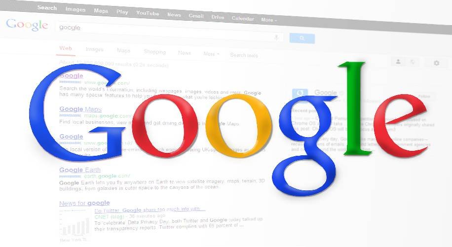 Logotipo de Google sobre una página de resultados difuminada